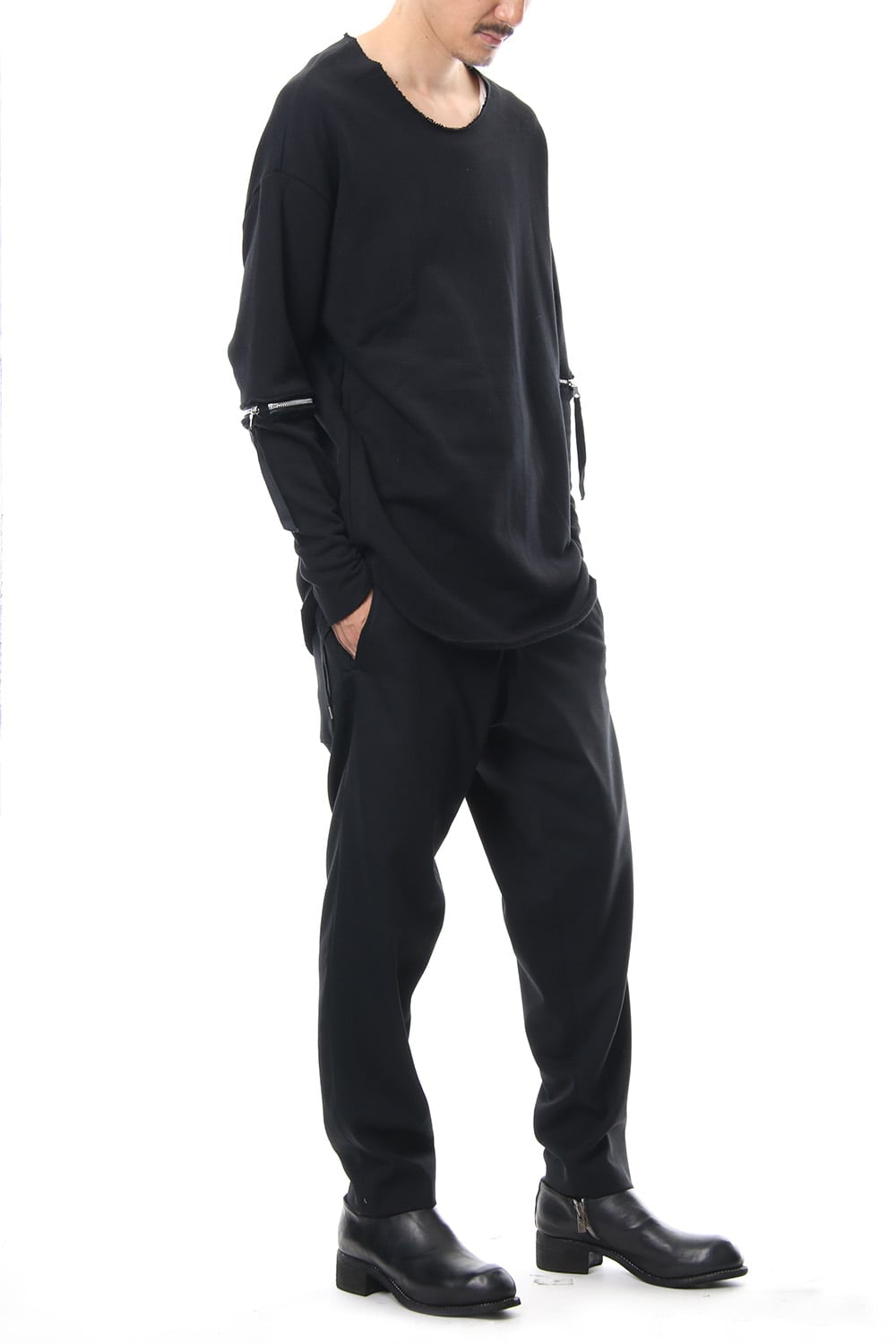 Removable Sleeves Pullover  - blkblk