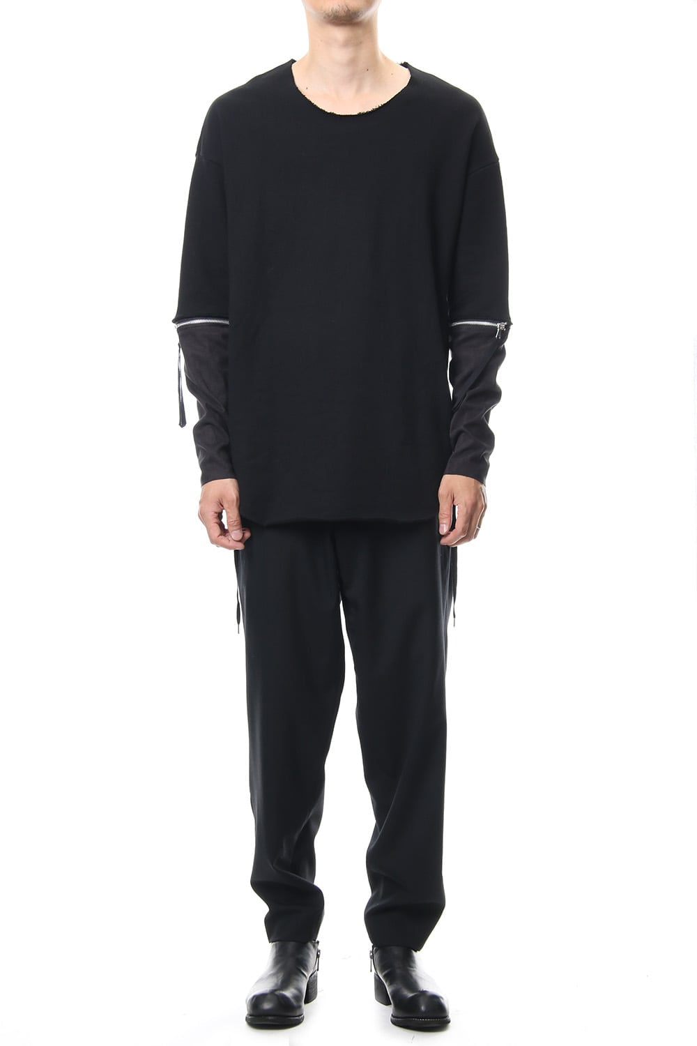 Removable Sleeves Pullover  - blk/flblk