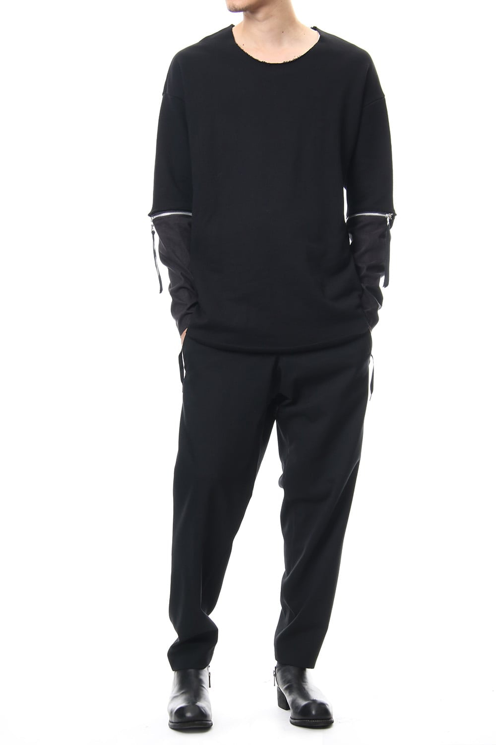 Removable Sleeves Pullover  - blk/flblk