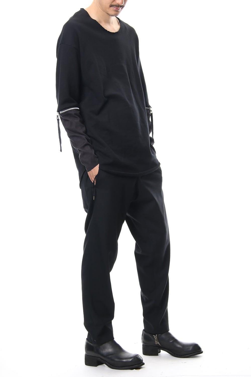 Removable Sleeves Pullover  - blk/flblk
