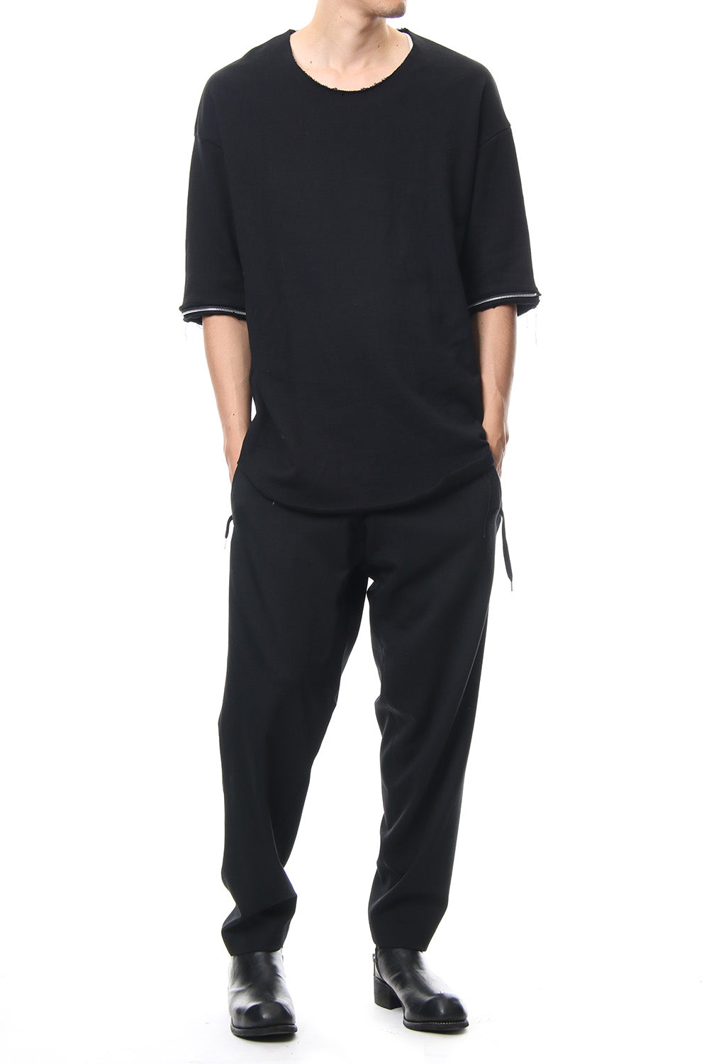 Removable Sleeves Pullover  - blk/flblk