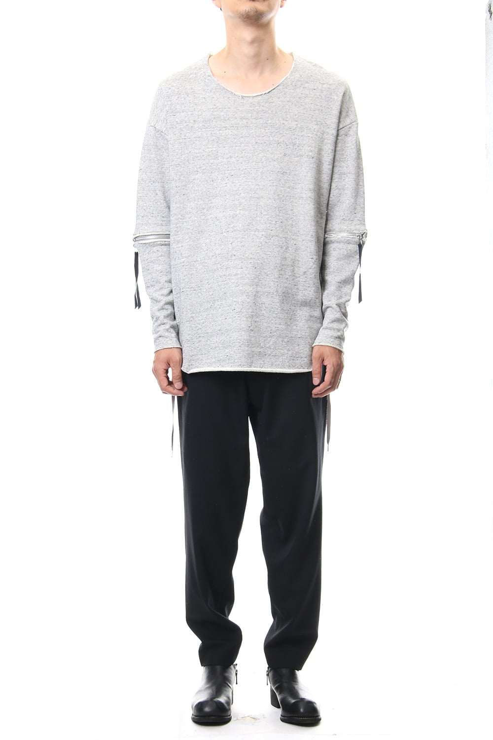 Removable Sleeves Pullover  - snowgray