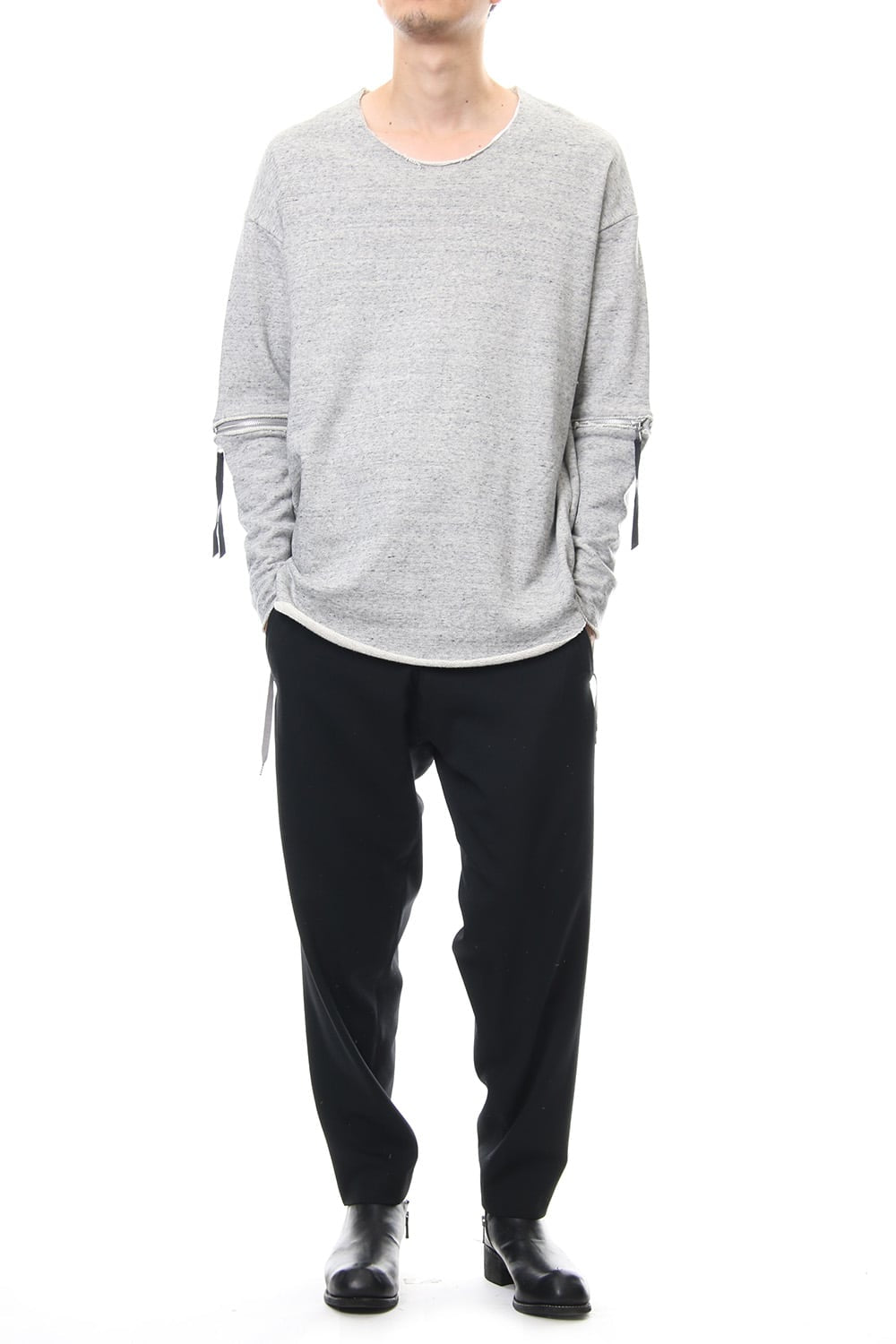 Removable Sleeves Pullover  - snowgray