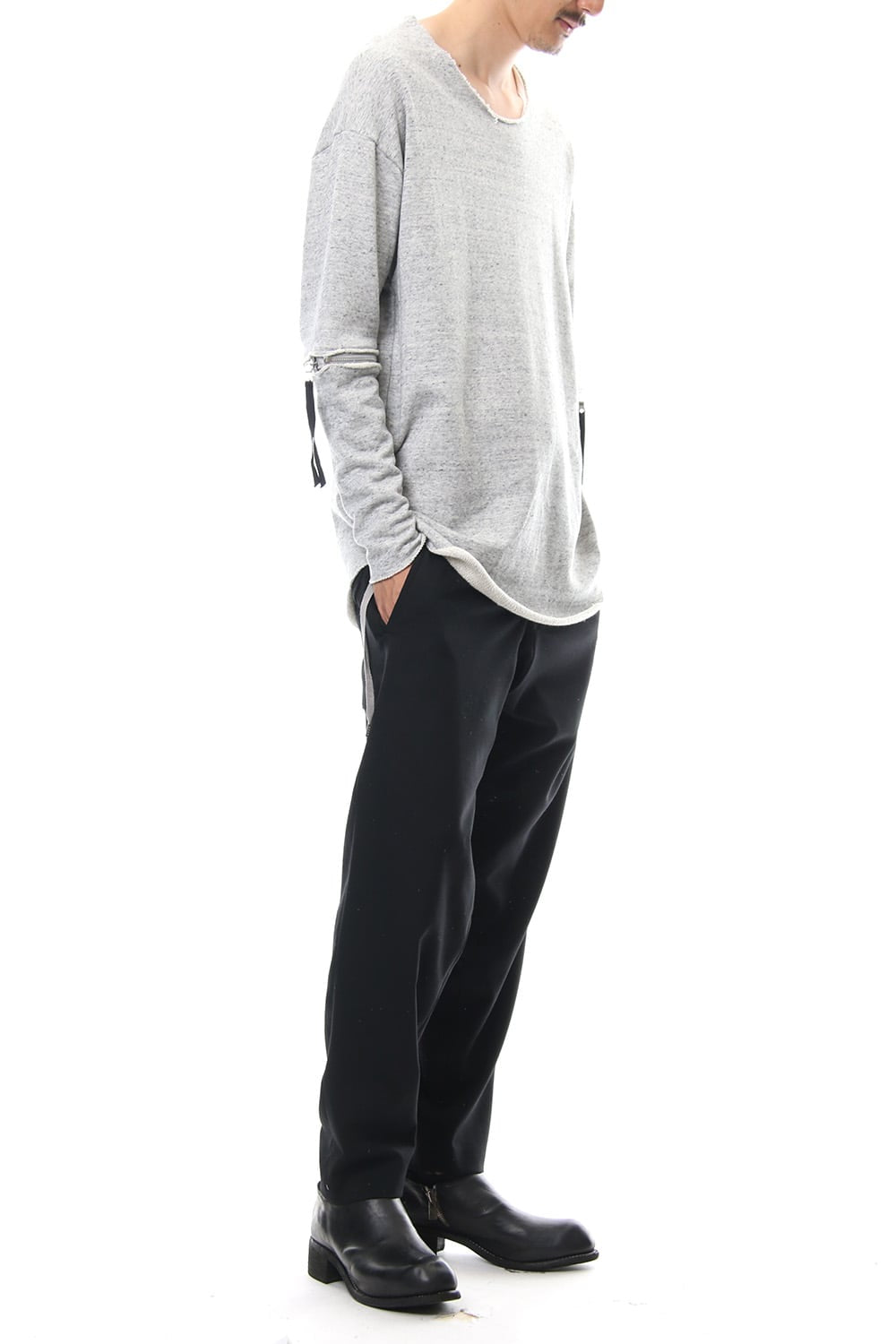 Removable Sleeves Pullover  - snowgray