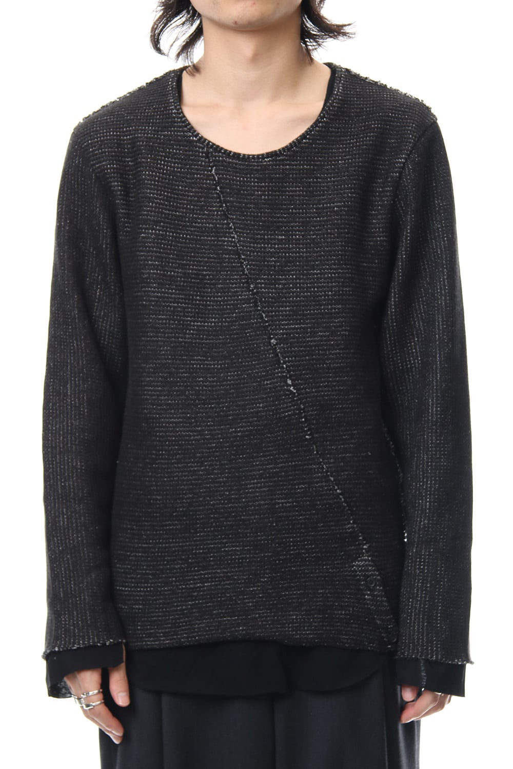 Layered Slash Knit - BLK/BLK