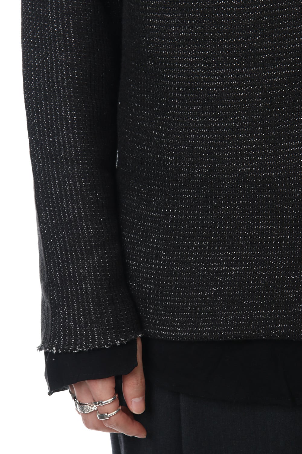 Layered Slash Knit - BLK/BLK