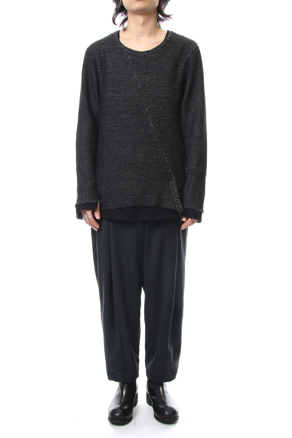 Layered Slash Knit - BLK/BLK