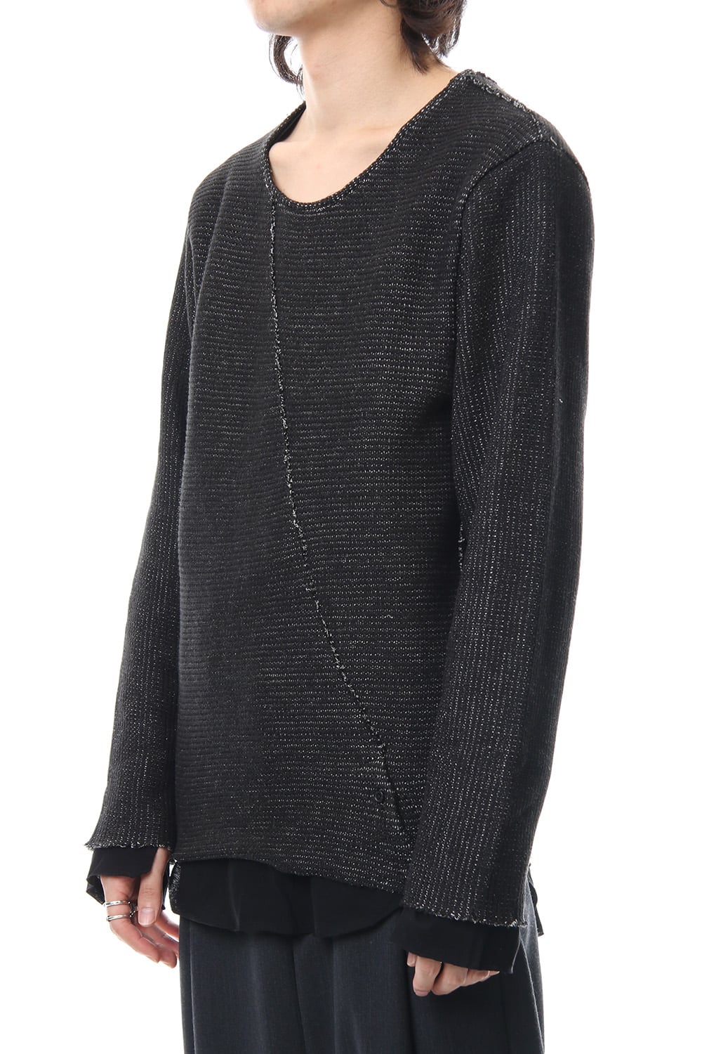 Layered Slash Knit - BLK/BLK