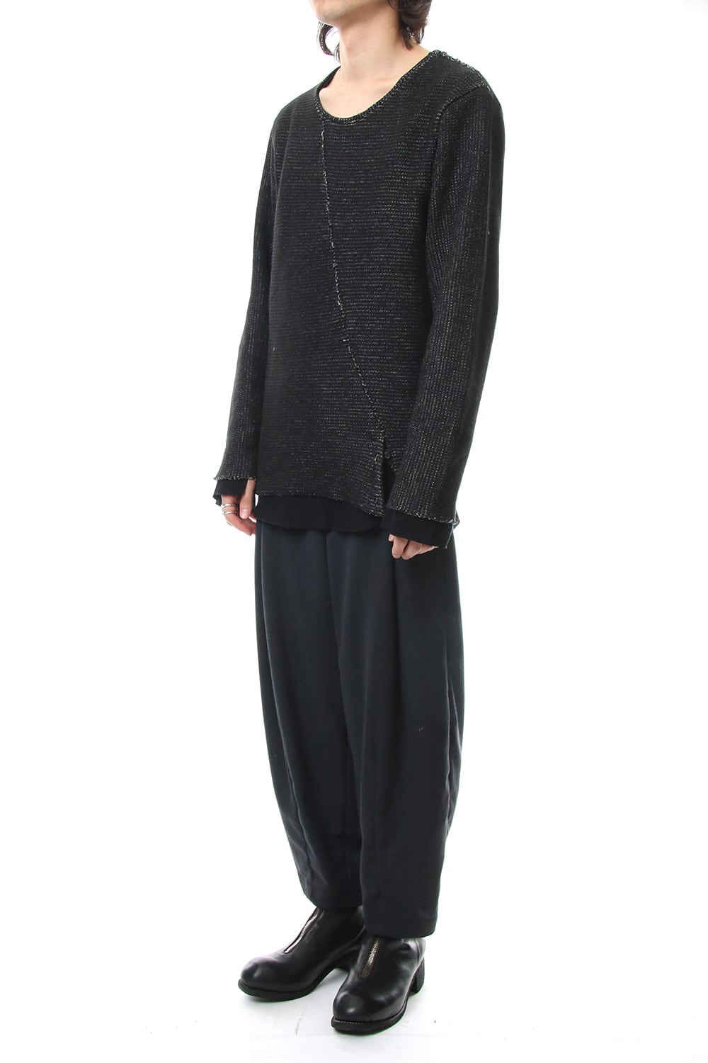 Layered Slash Knit - BLK/BLK