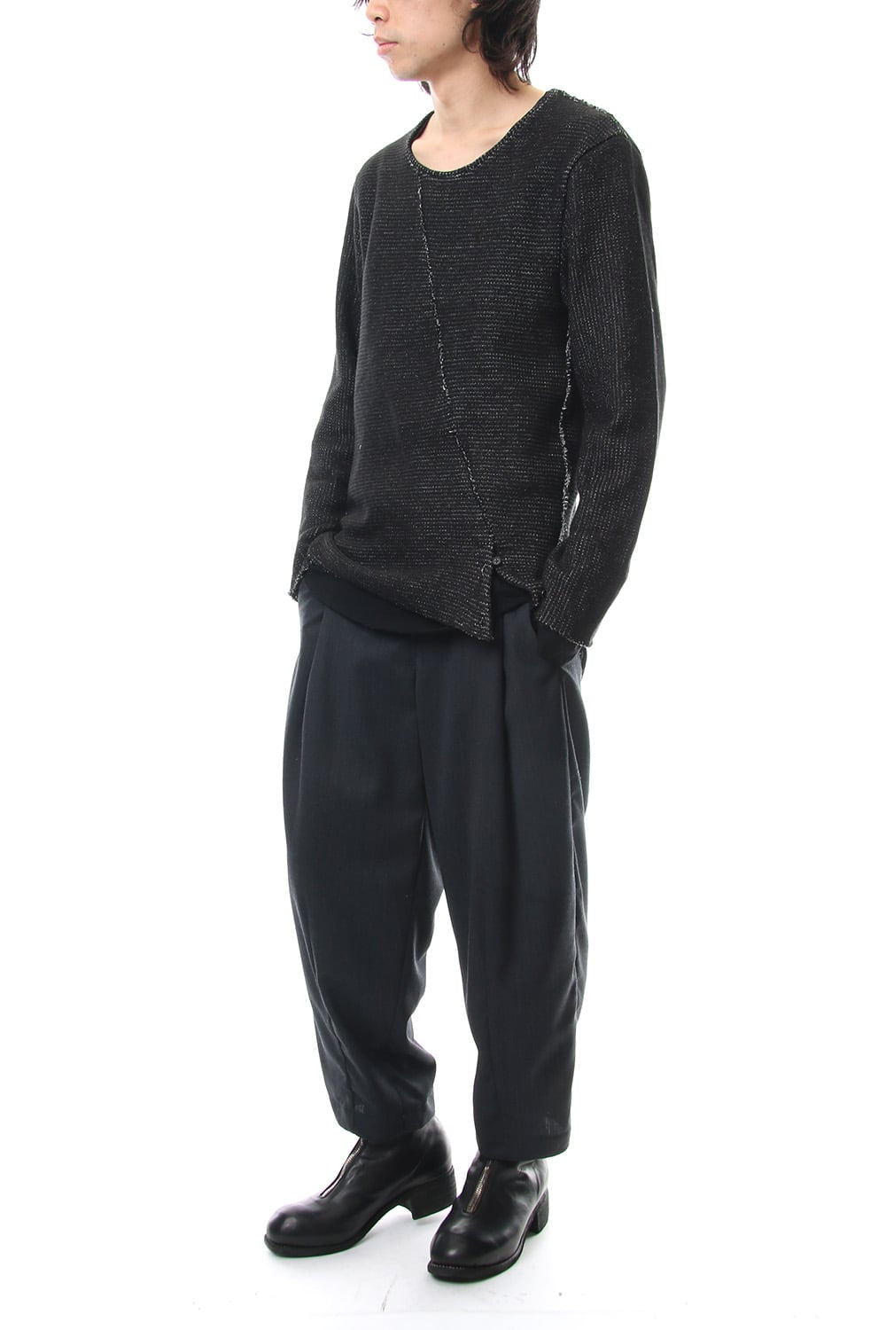 Layered Slash Knit - BLK/BLK