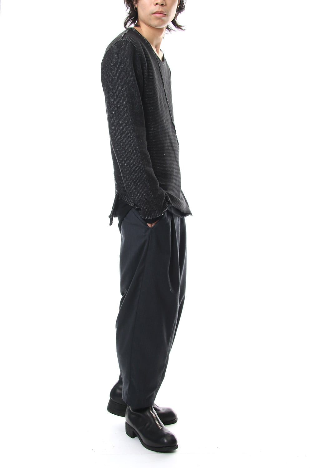 Layered Slash Knit - BLK/BLK