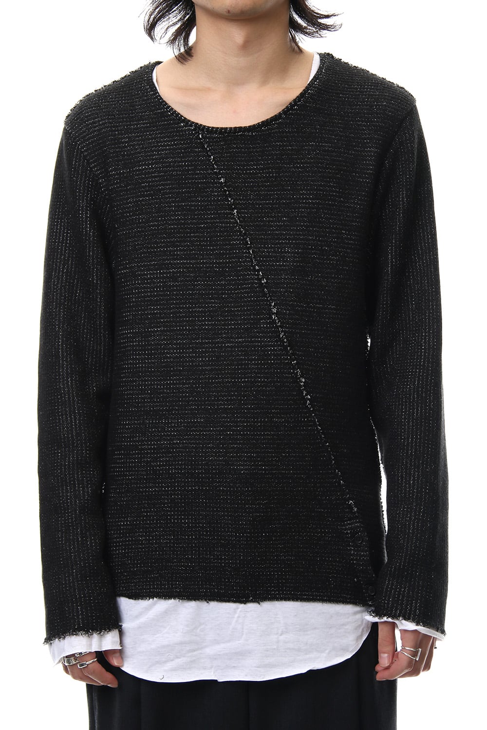 Layered Slash Knit - BLK/WHT