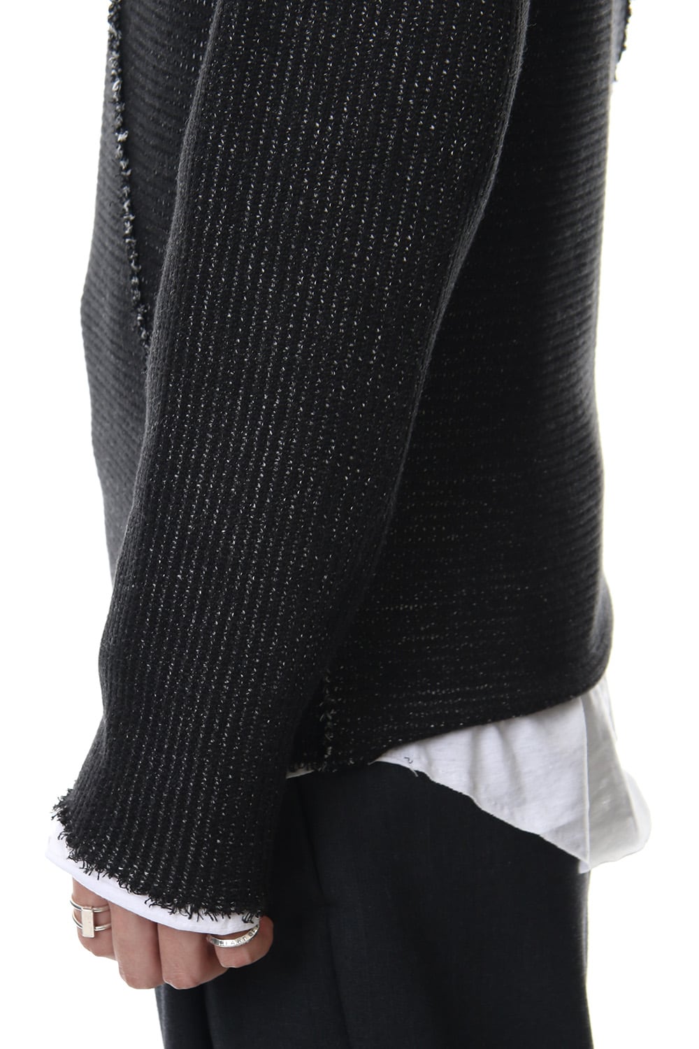 Layered Slash Knit - BLK/WHT