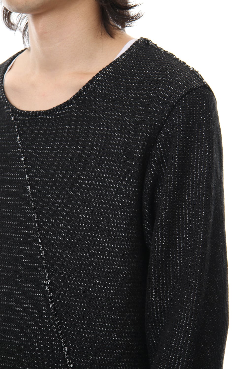 Layered Slash Knit - BLK/WHT