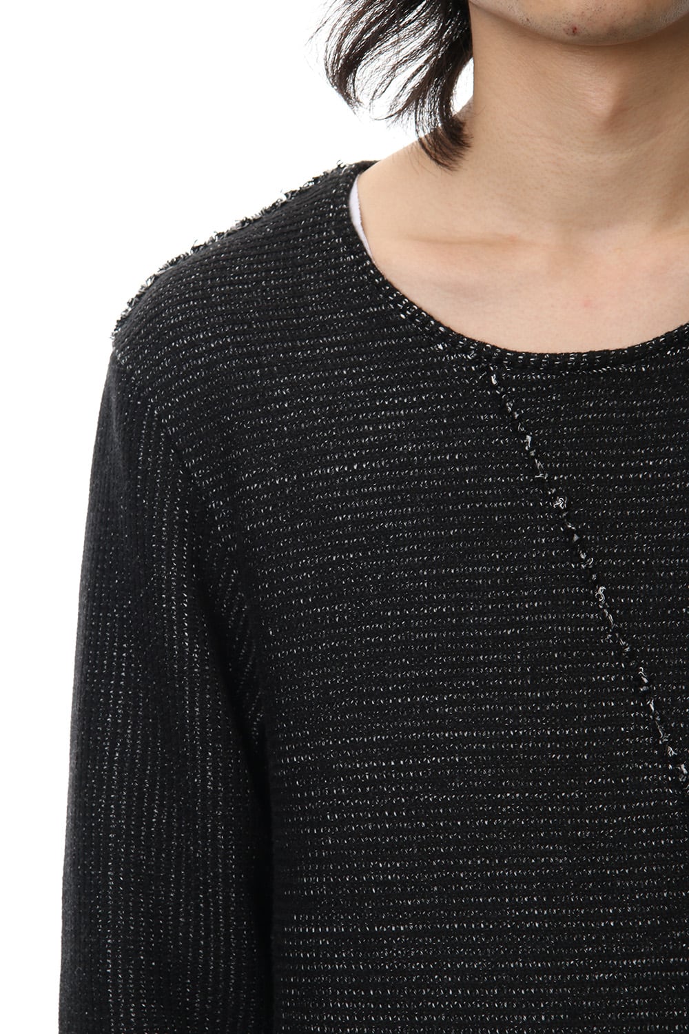 Layered Slash Knit - BLK/WHT