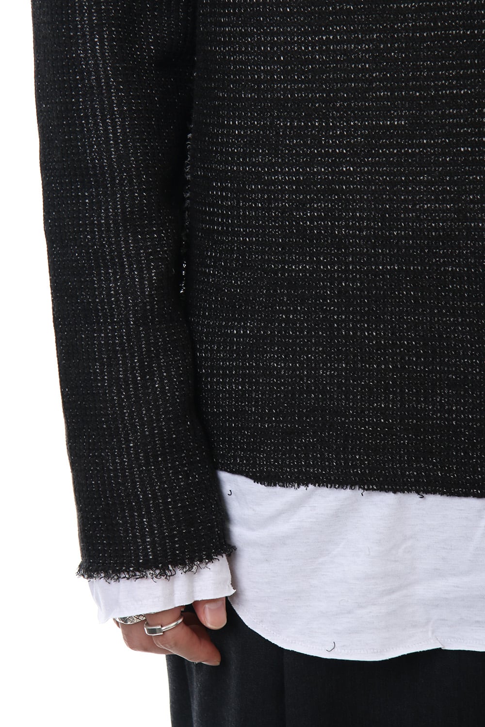 Layered Slash Knit - BLK/WHT