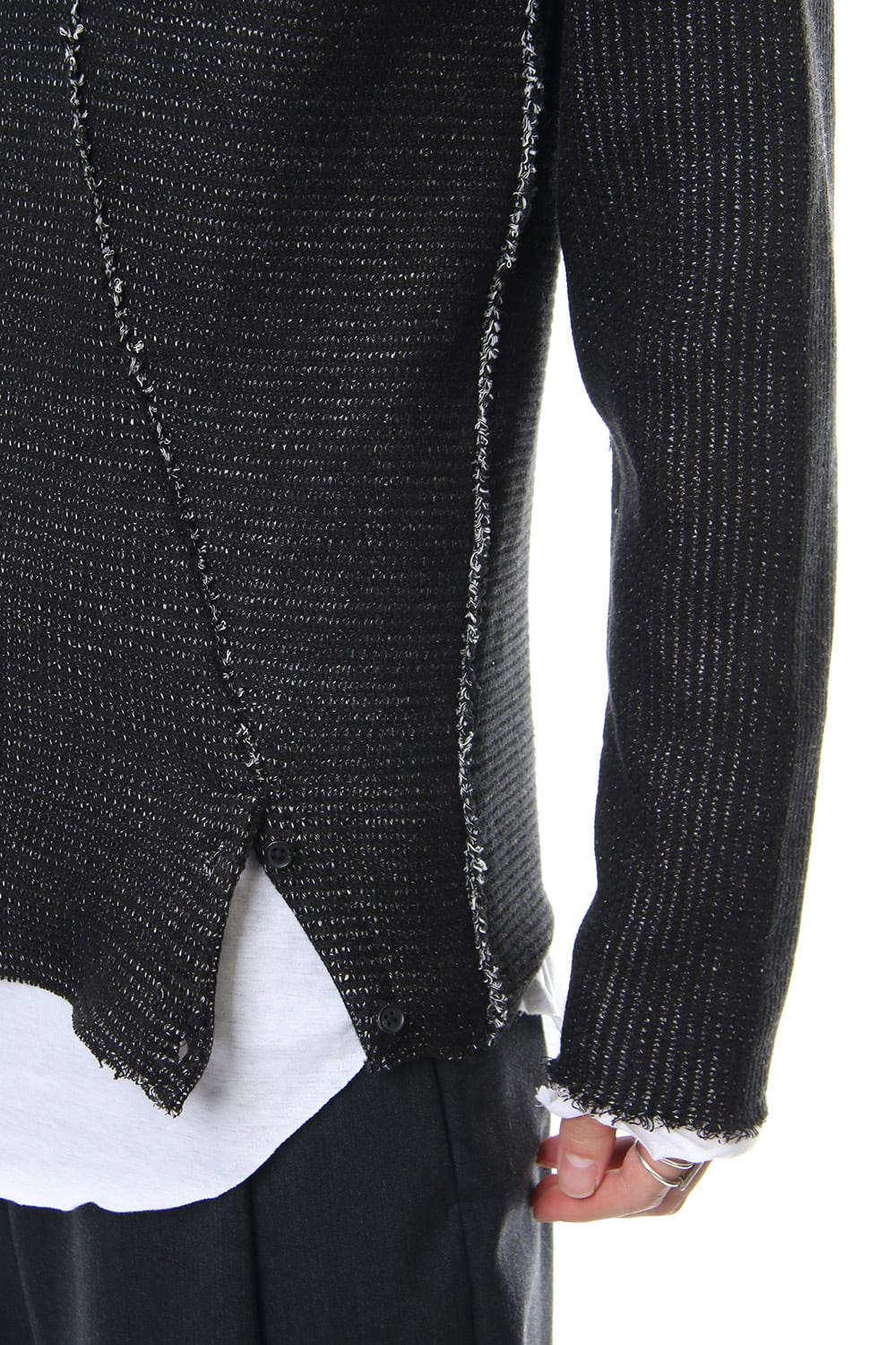 Layered Slash Knit - BLK/WHT