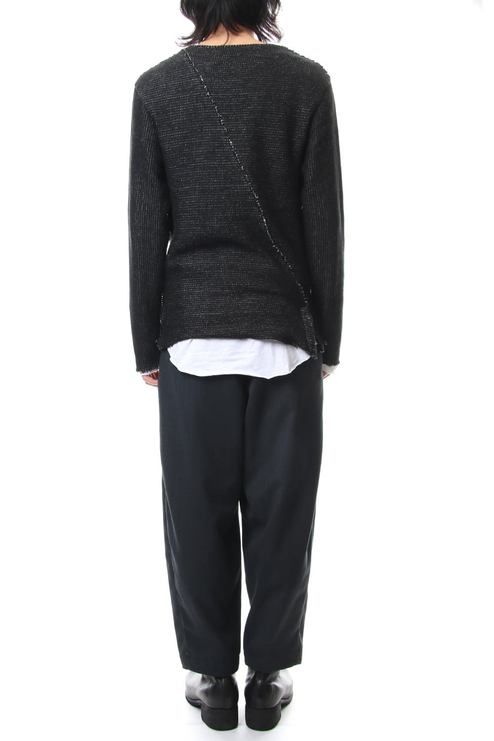 Layered Slash Knit - BLK/WHT