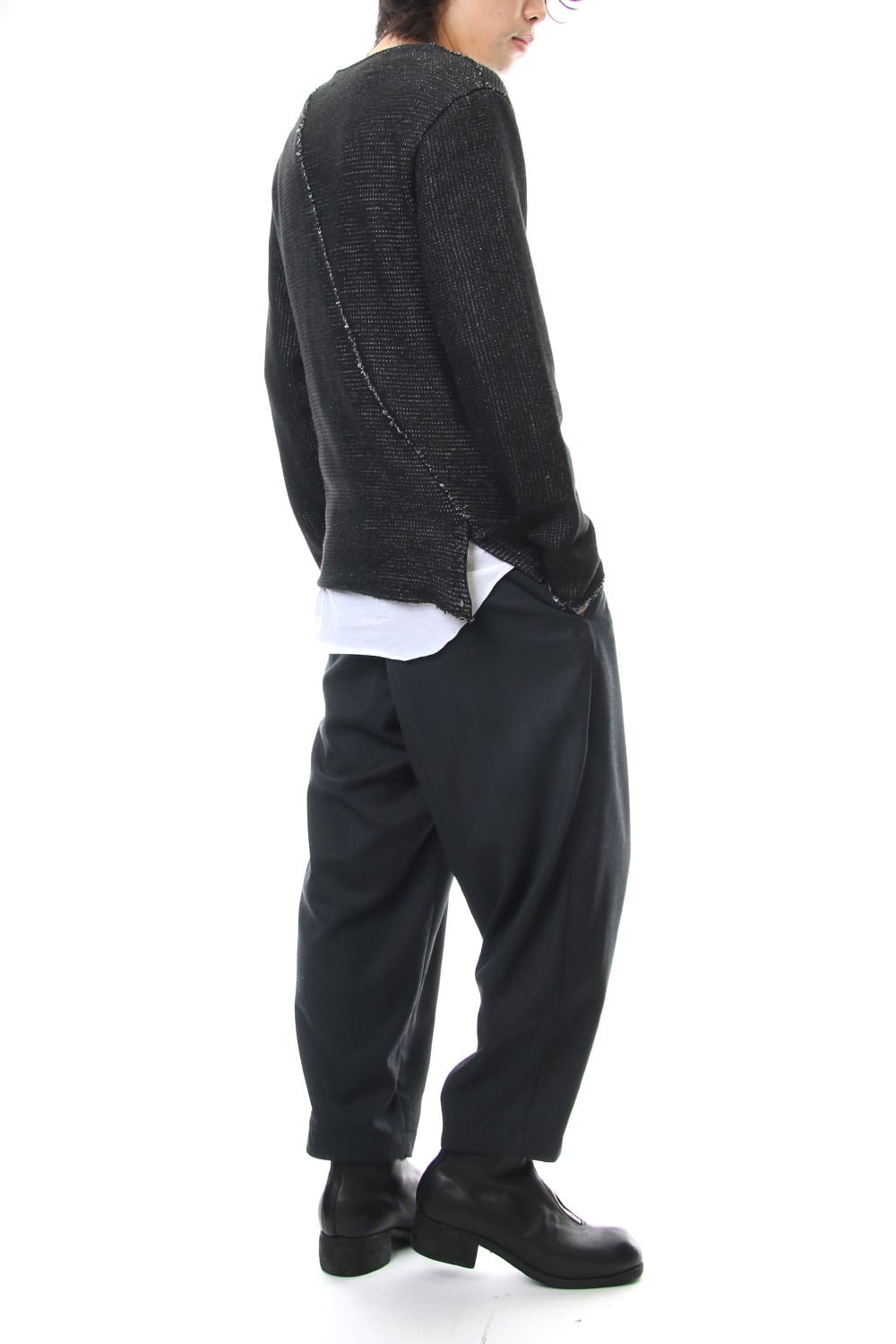 Layered Slash Knit - BLK/WHT