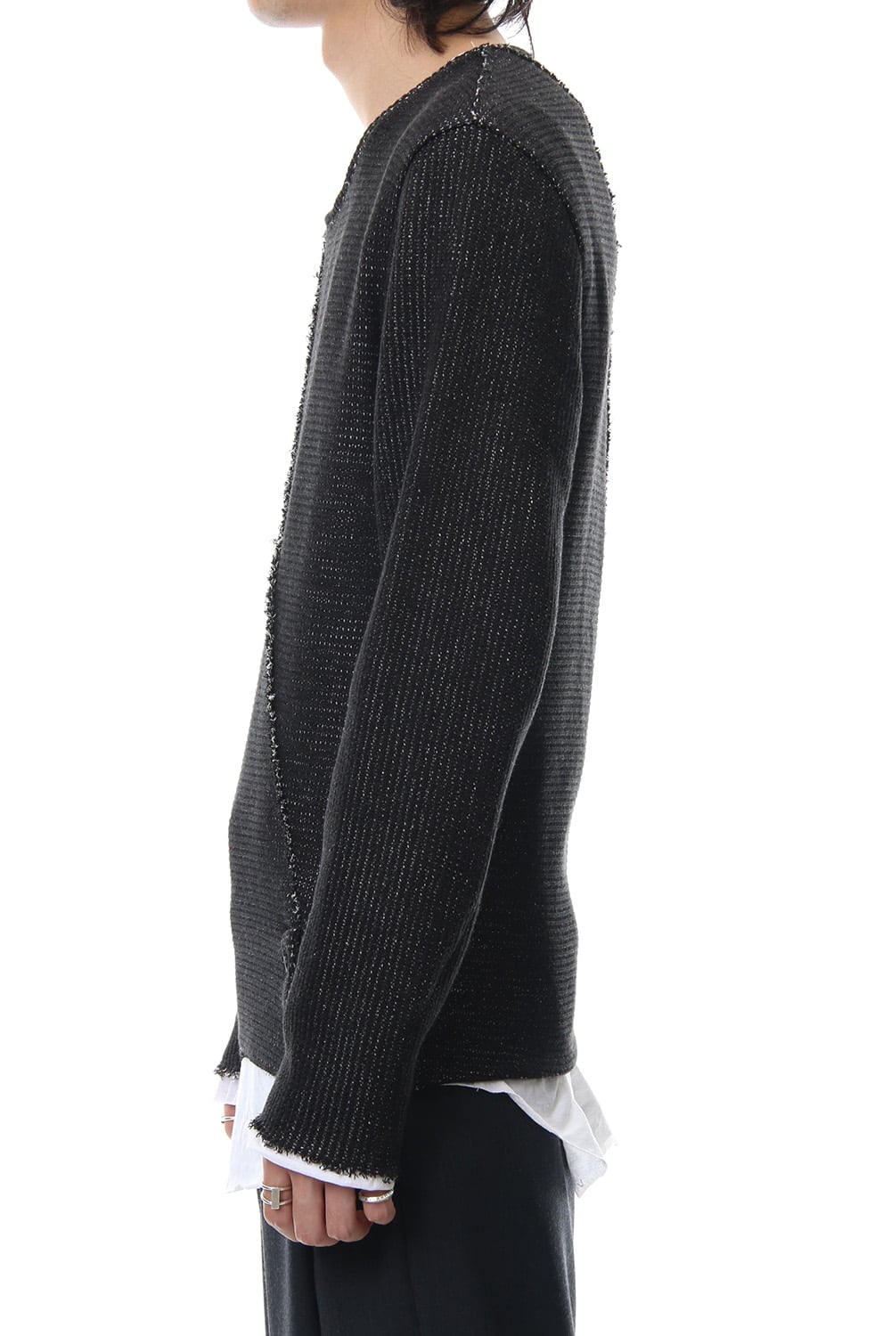 Layered Slash Knit - BLK/WHT