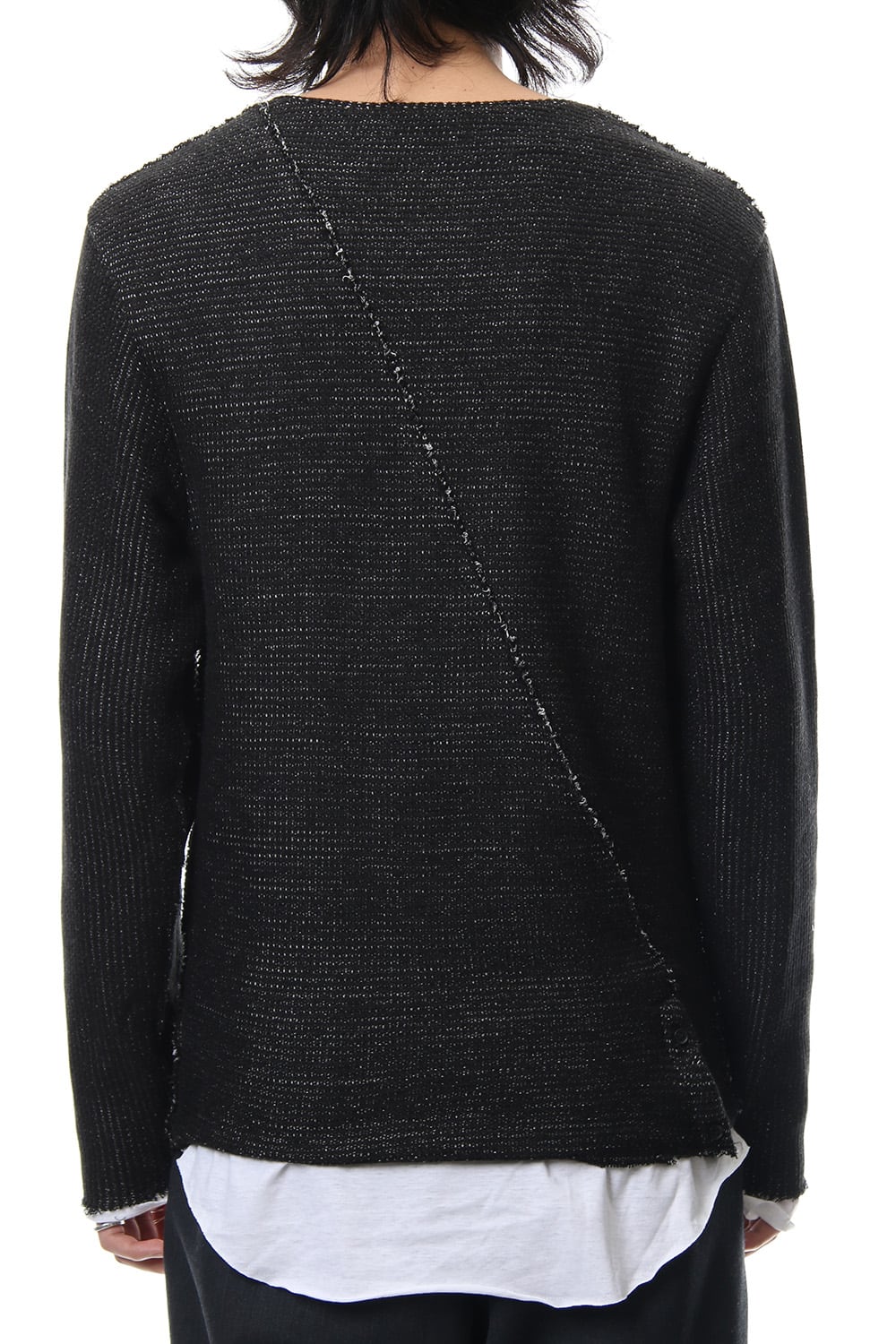 Layered Slash Knit - BLK/WHT