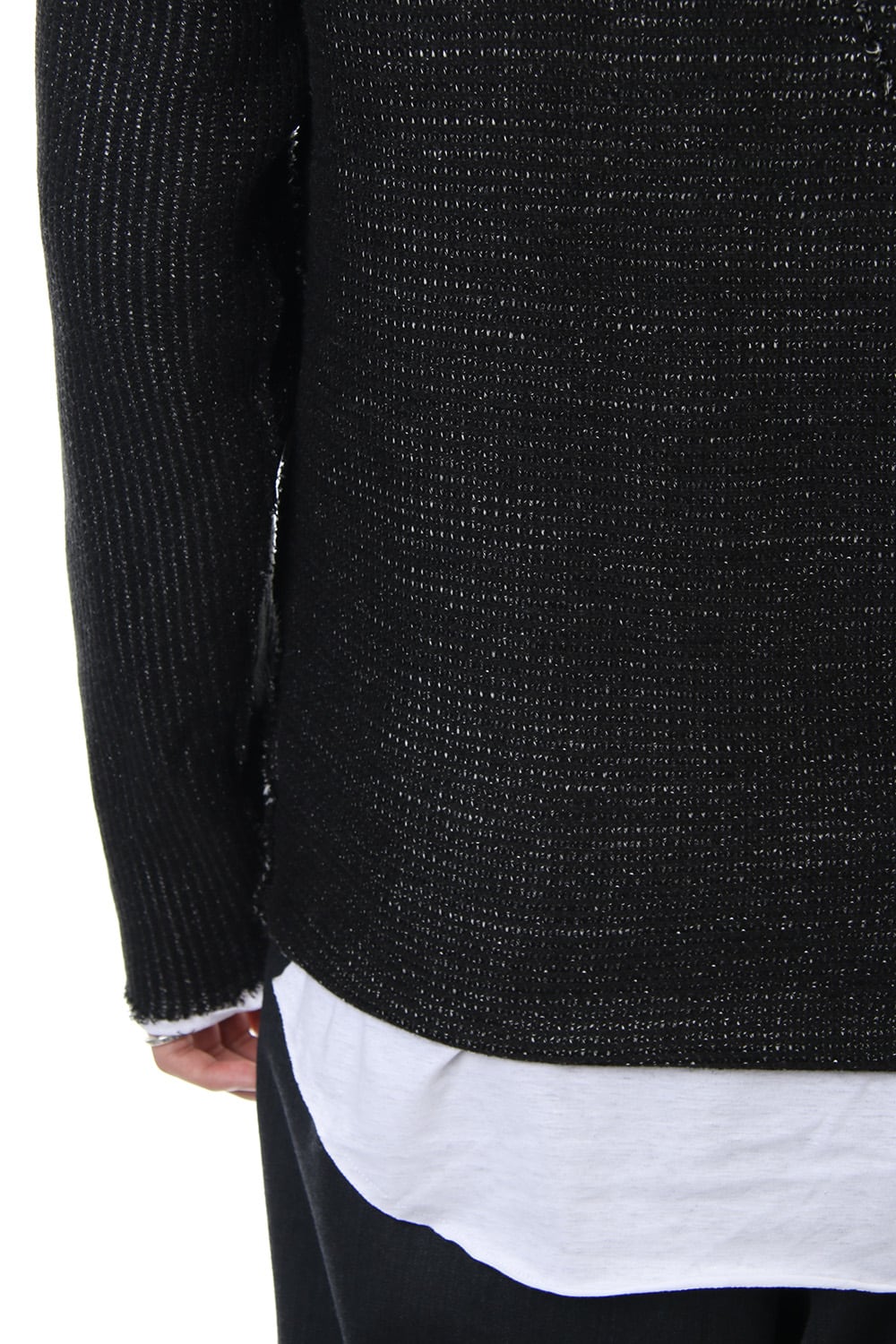 Layered Slash Knit - BLK/WHT