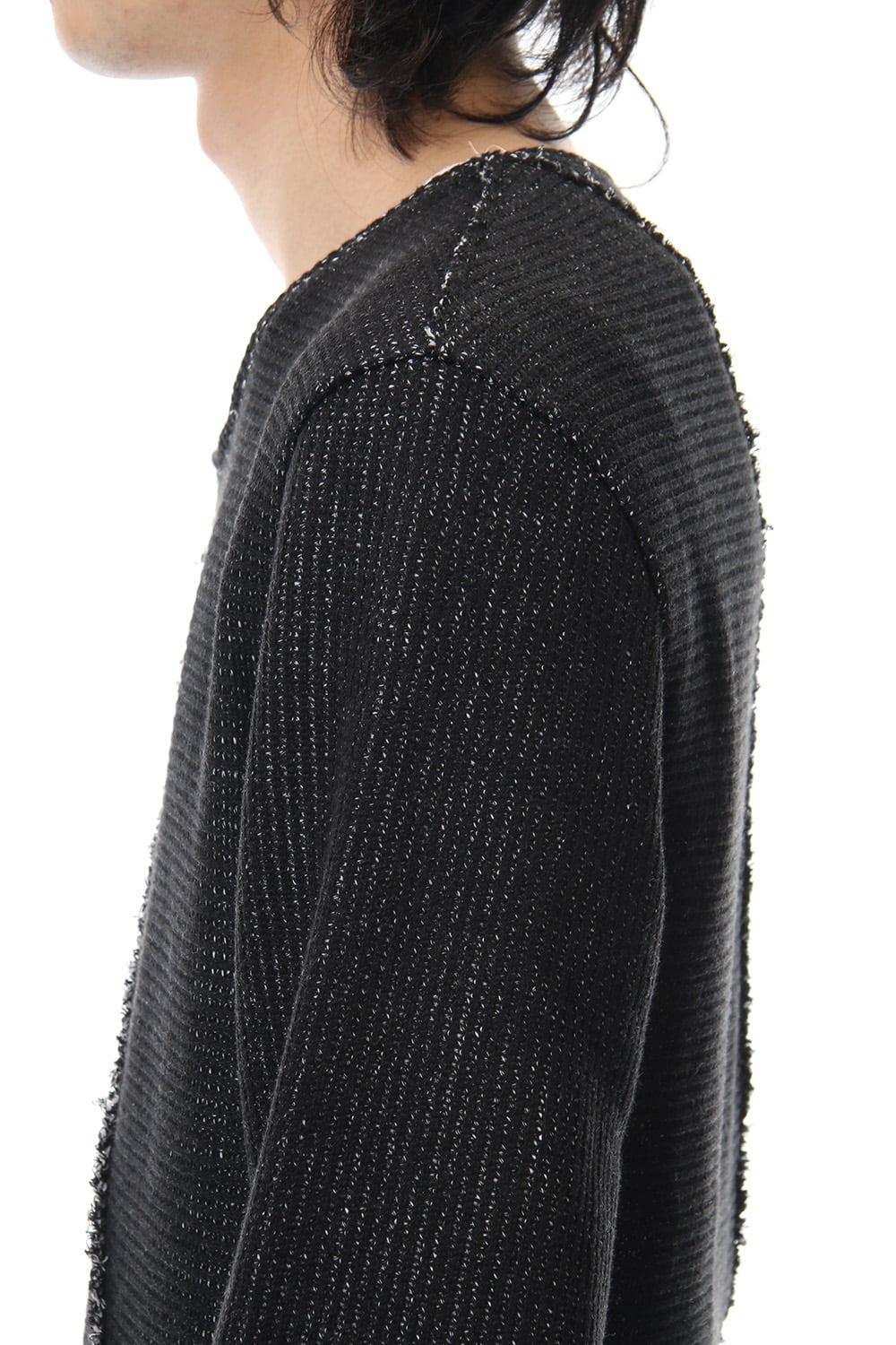 Layered Slash Knit - BLK/WHT