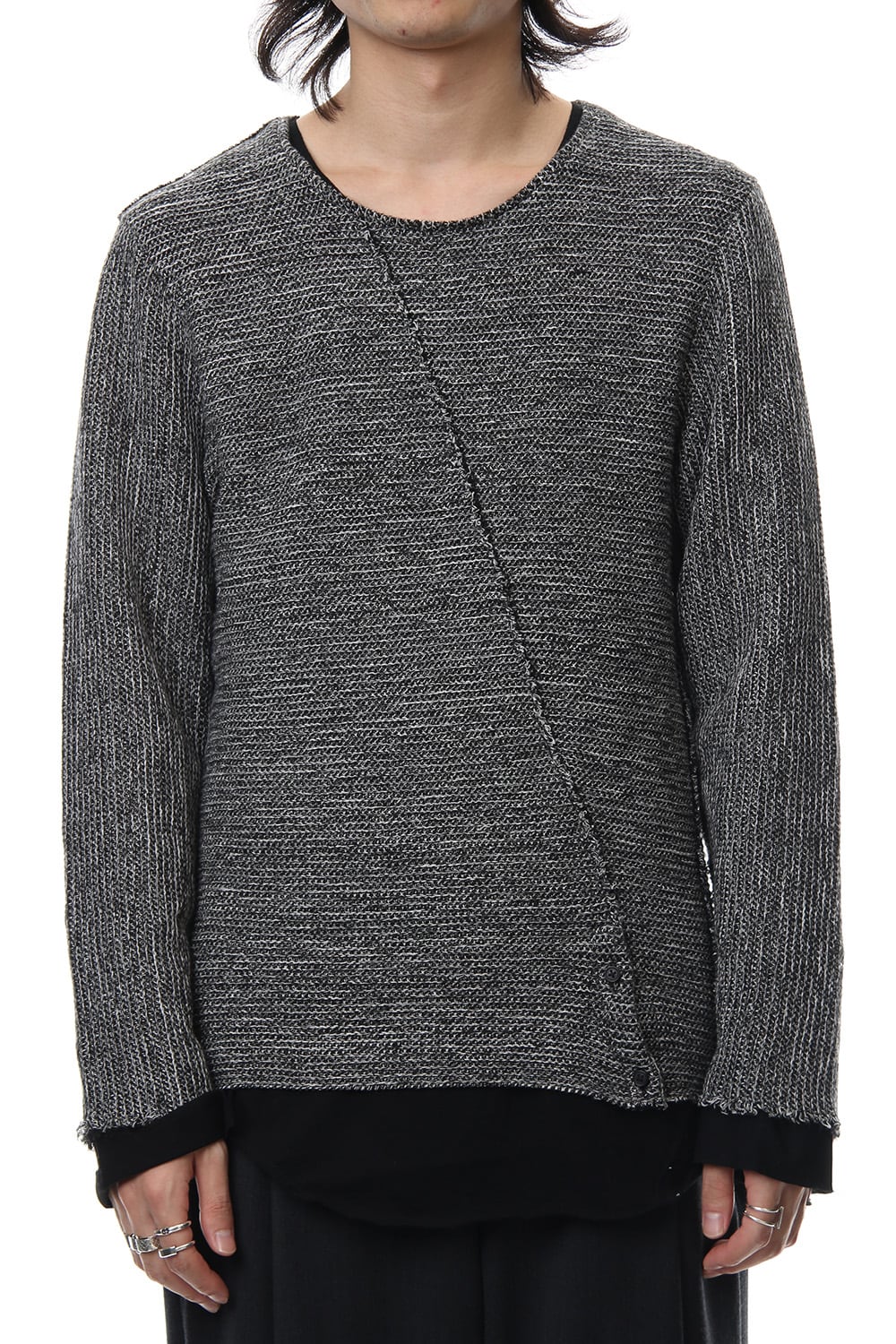 Layered Slash Knit - MIX/BLK