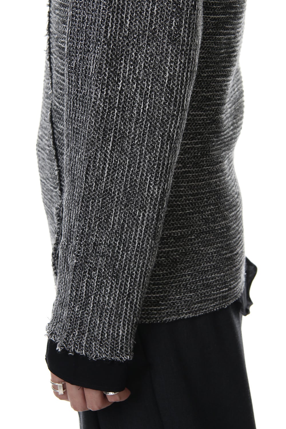 Layered Slash Knit - MIX/BLK
