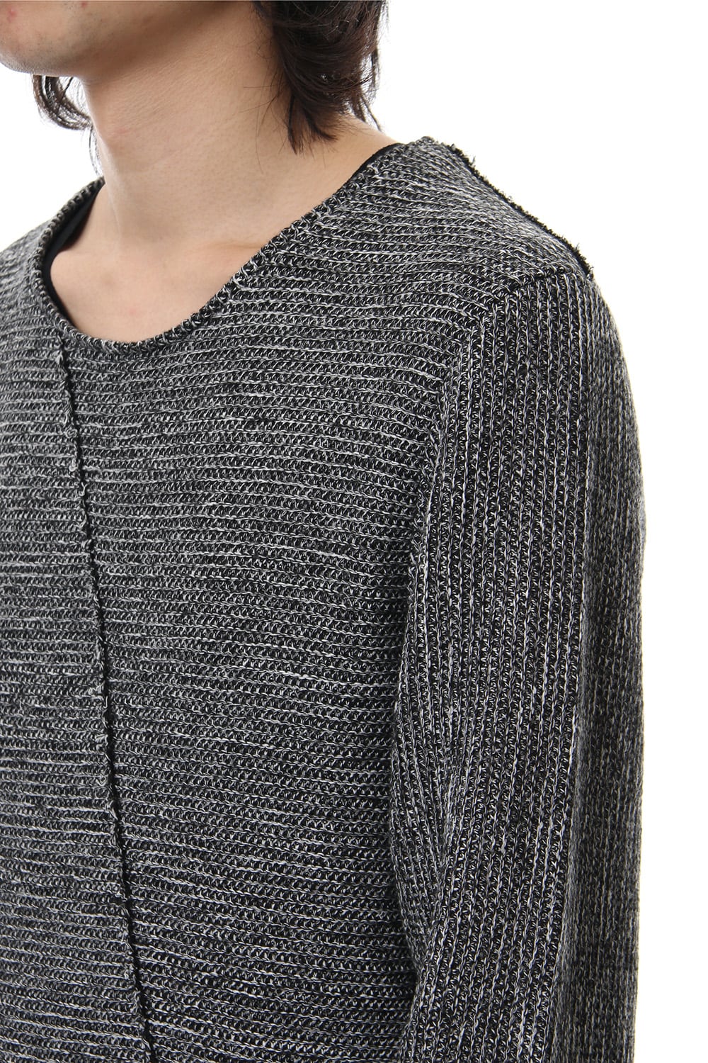 Layered Slash Knit - MIX/BLK