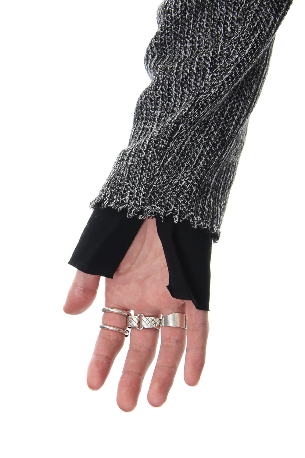 Layered Slash Knit - MIX/BLK