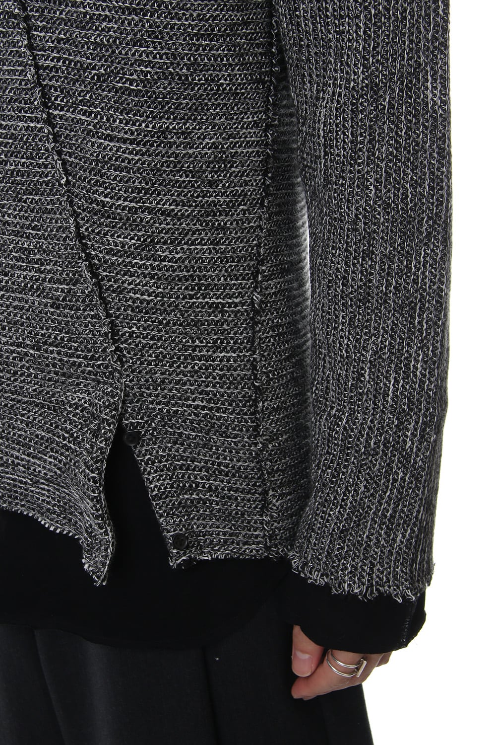 Layered Slash Knit - MIX/BLK
