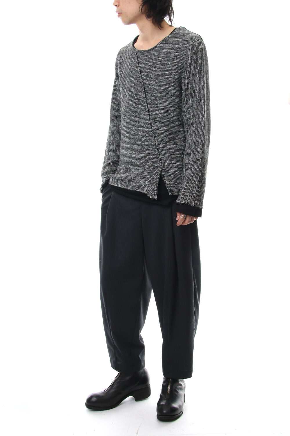 Layered Slash Knit - MIX/BLK