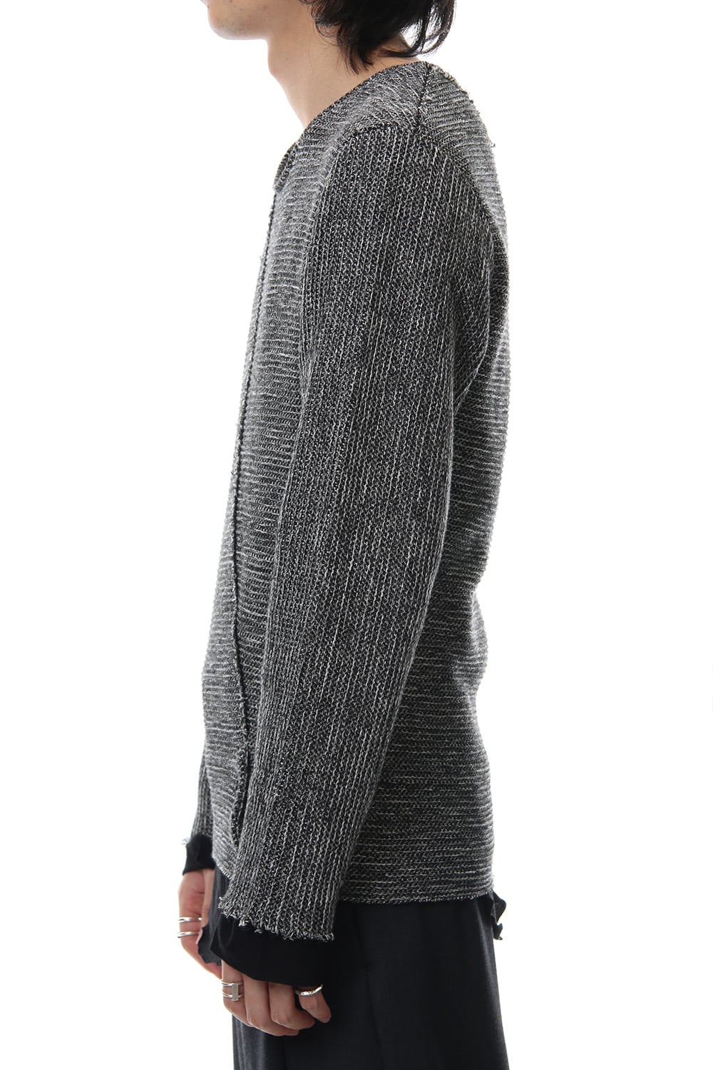 Layered Slash Knit - MIX/BLK