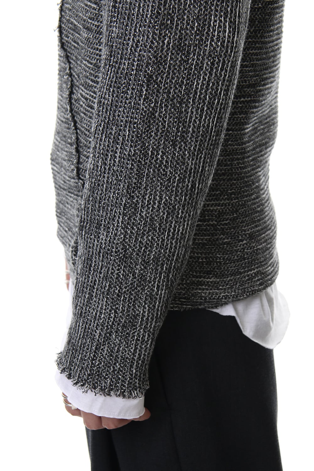 Layered Slash Knit - MIX/WHT
