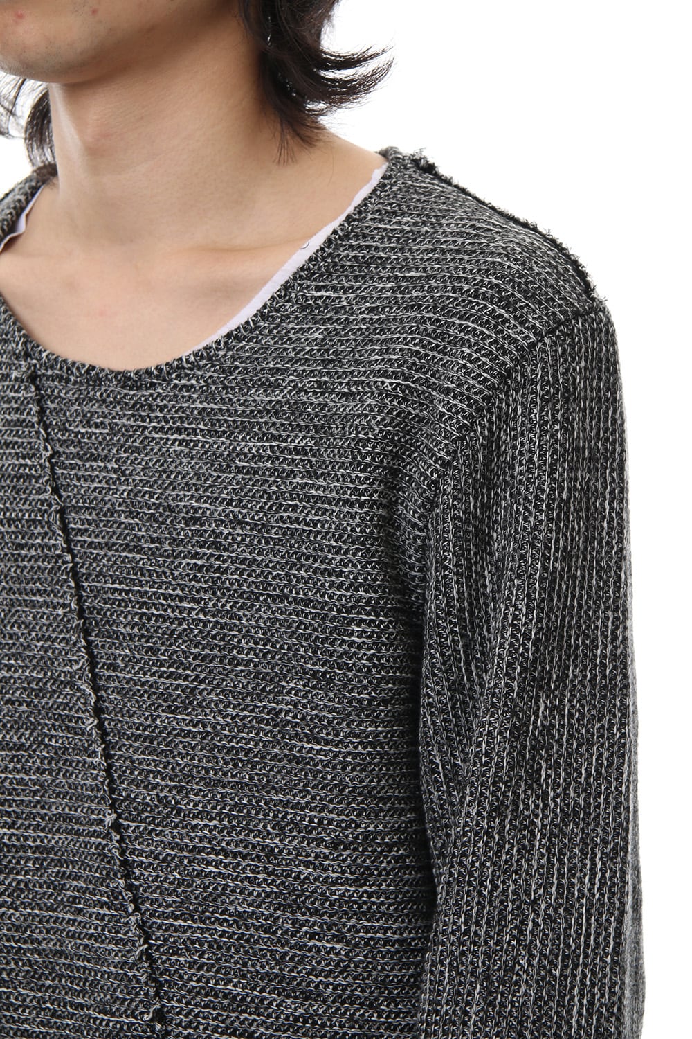Layered Slash Knit - MIX/WHT
