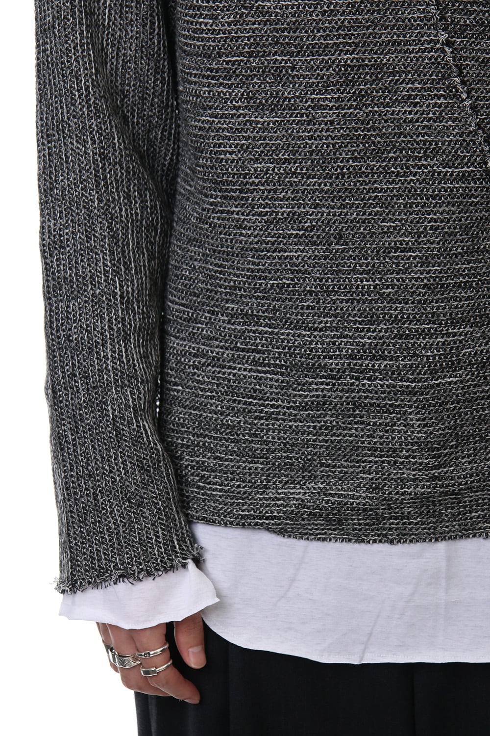 Layered Slash Knit - MIX/WHT