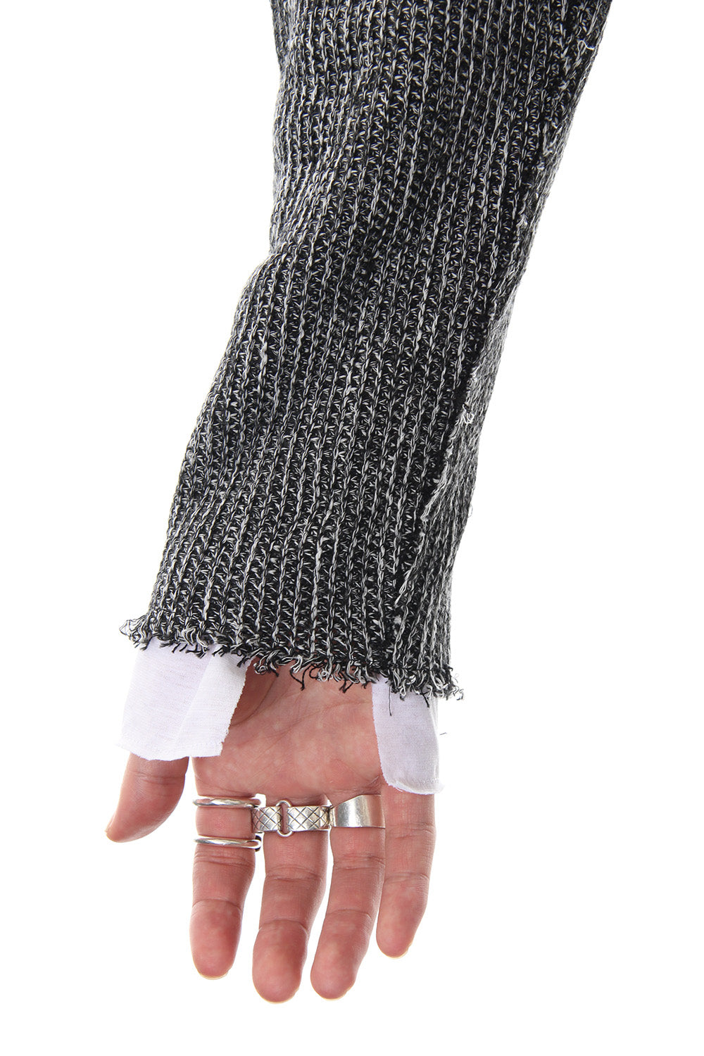 Layered Slash Knit - MIX/WHT