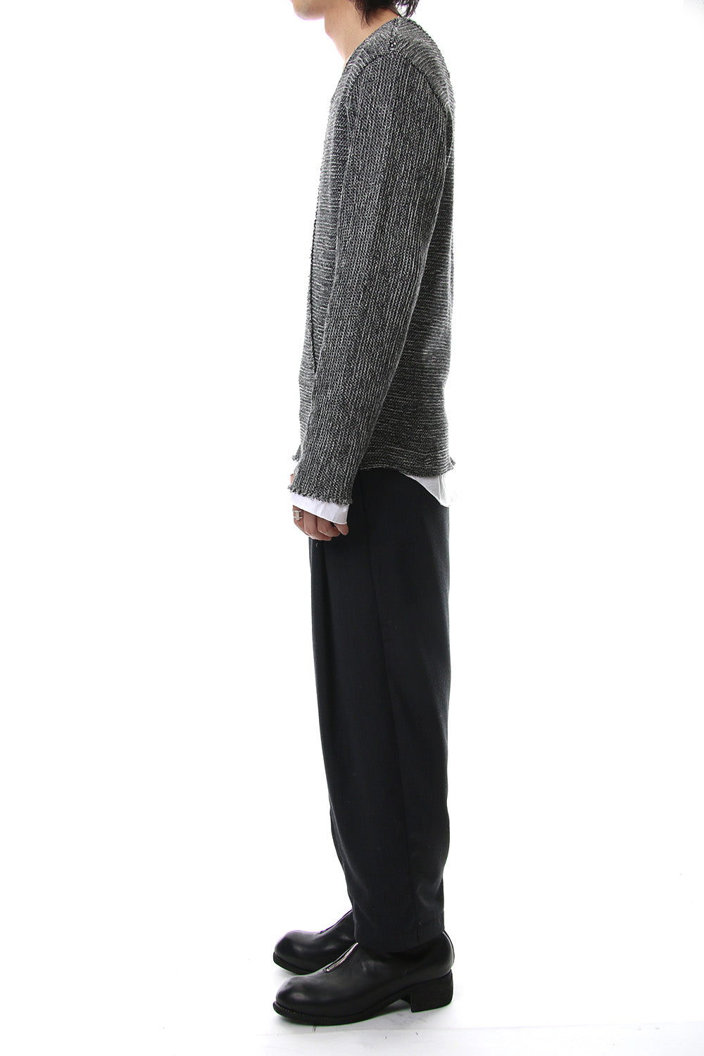 Layered Slash Knit - MIX/WHT