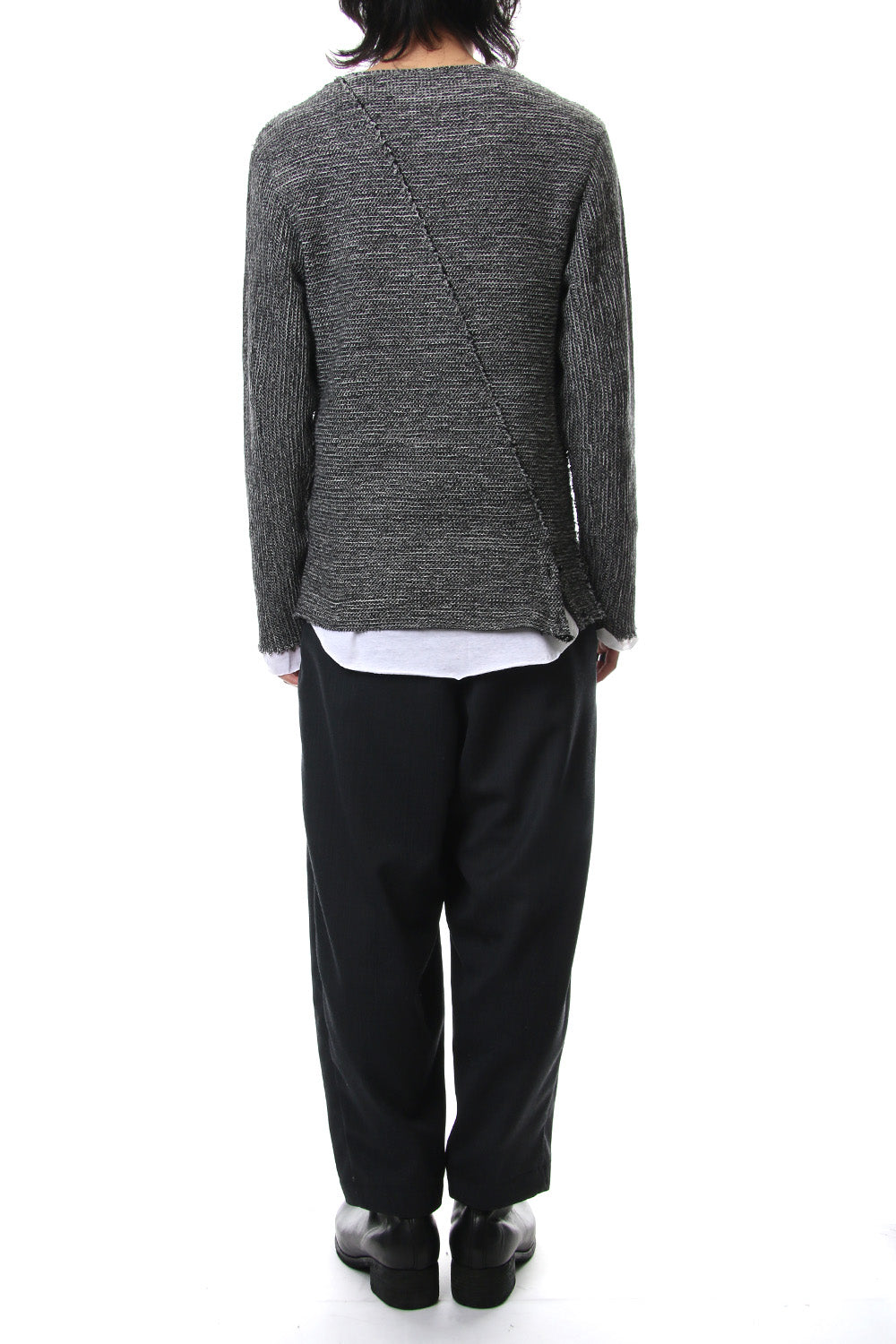 Layered Slash Knit - MIX/WHT