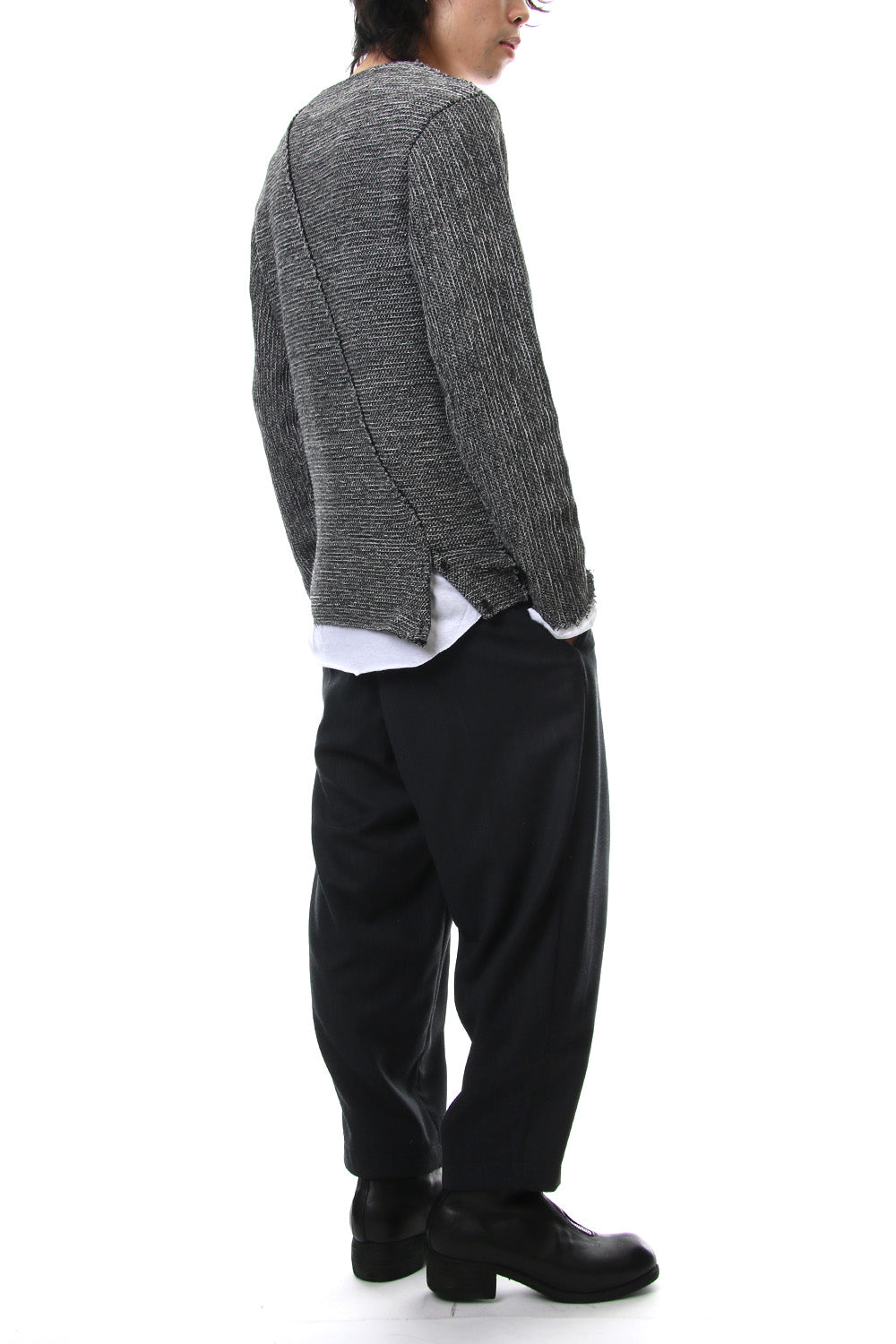 Layered Slash Knit - MIX/WHT