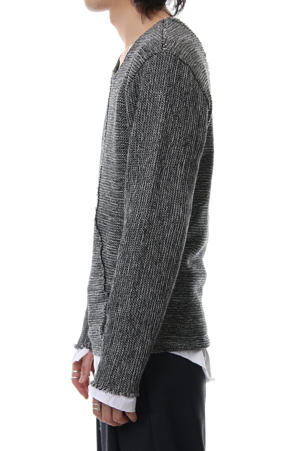 Layered Slash Knit - MIX/WHT