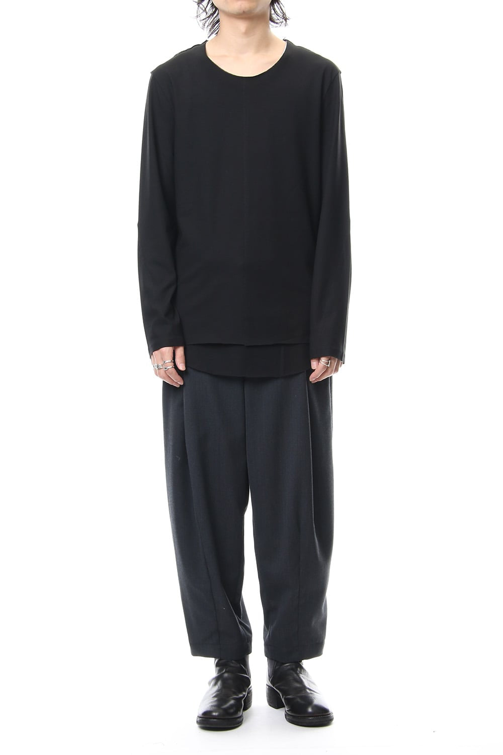 Layered Cutsew L/S - black