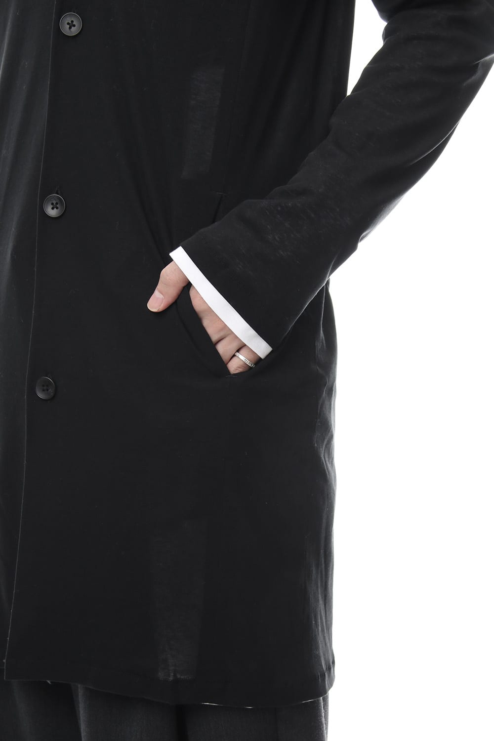 Layered Long Cardigan - blk/wht