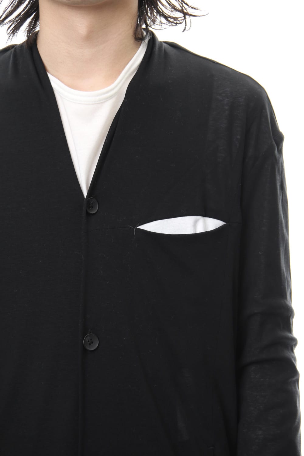 Layered Long Cardigan - blk/wht