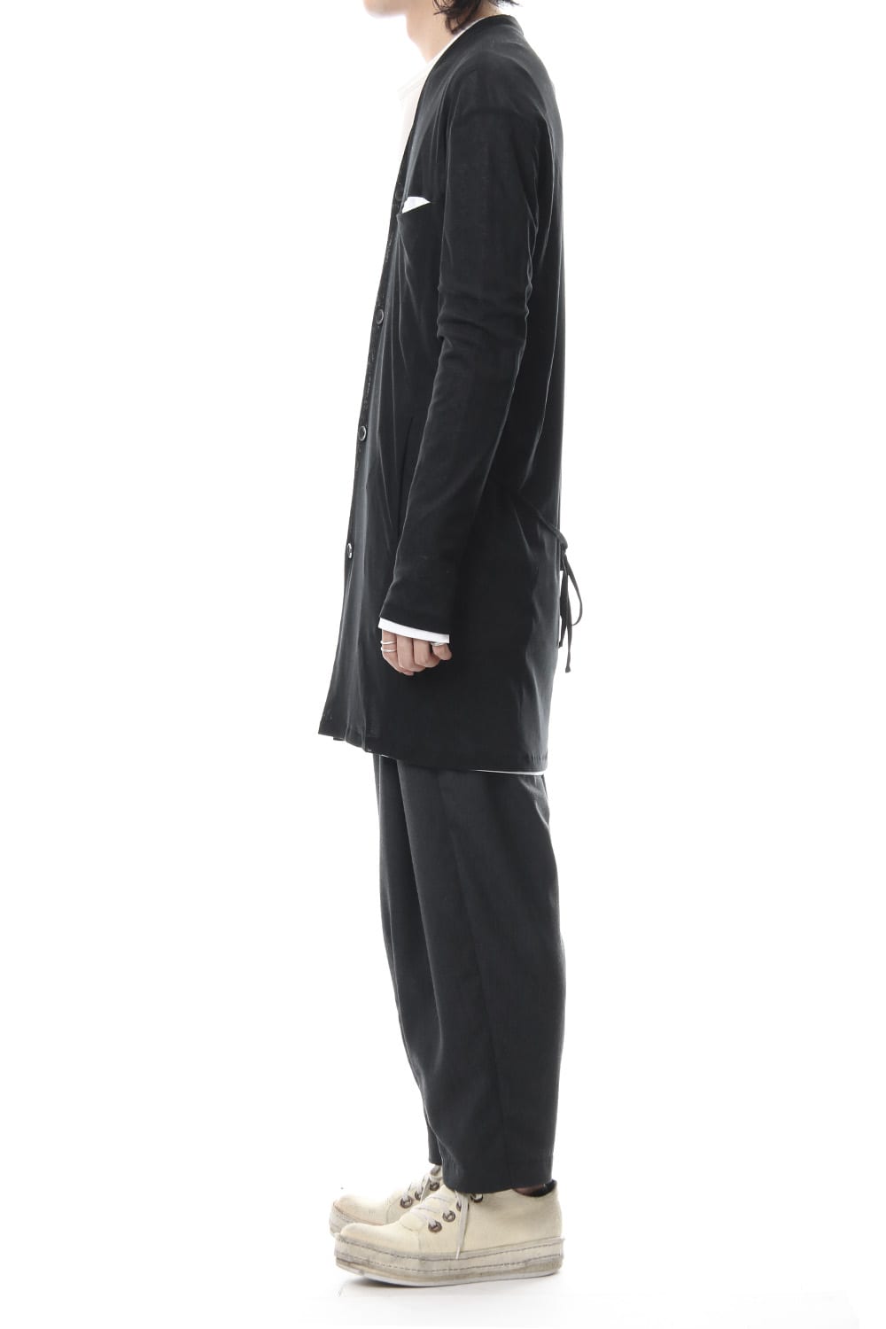 Layered Long Cardigan - blk/wht