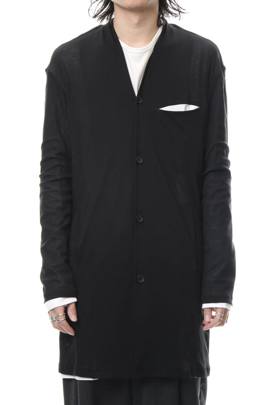 Layered Long Cardigan - blk/wht