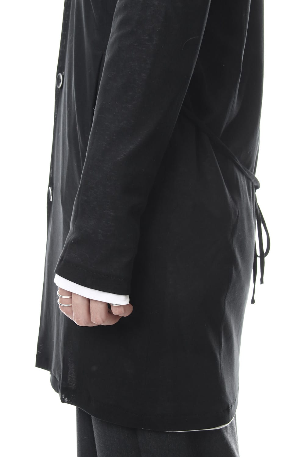 Layered Long Cardigan - blk/wht