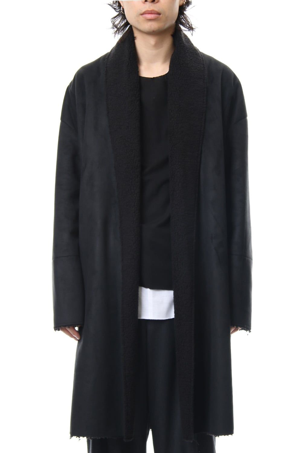 Fake Mouton Coat (LONG) - blk/blk