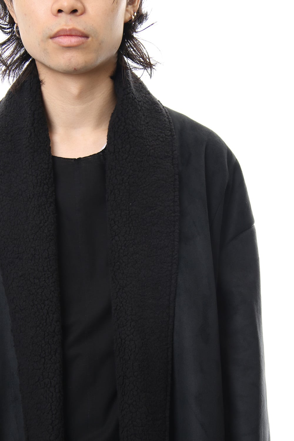 Fake Mouton Coat (LONG) - blk/blk